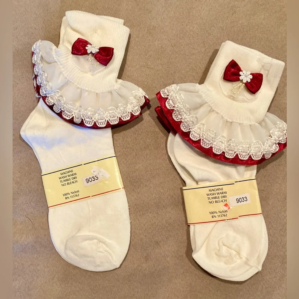 NWT - 2 Pr Piccolo Girls Dressy Socks